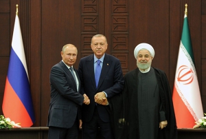 Erdoan-Putin-Ruhani ortak basn top