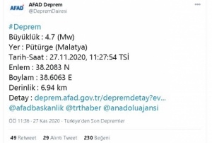 Malatya 4.7 ile salland