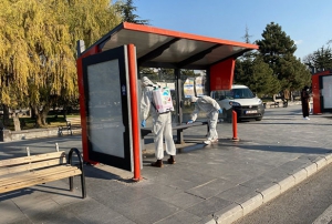 Melikgazi'de toplu kullanm alanlar dezenfekte ediliyor