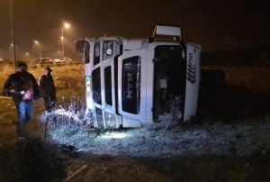 Park halindeki trn frenleri boalnca bo araziye devrildi