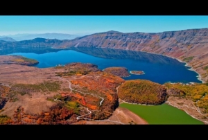 Nemrut'un esiz sonbahar manzaras drone ile grntlendi