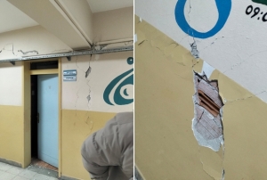 Deprem, okul duvarlar�n� �atlatt�!