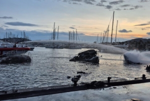 Bodrum'da 7 motoryat yanarak batt�