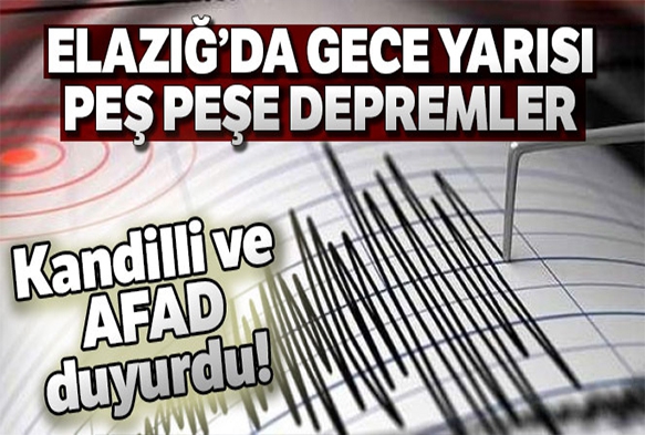 Elaz'da 4,5 ve 4,2 byklnde iki deprem daha meydana geldi