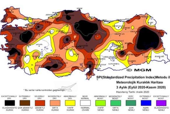 'Olaanst ve ok iddetli' kuraklk grnts