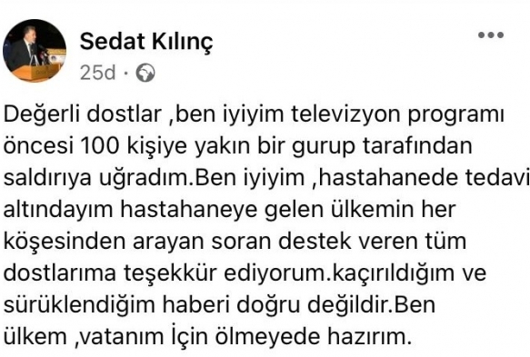 Sedat Klntan saldr sonras ilk aklama