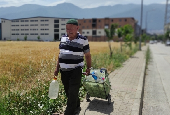 Sokak sokak gezip her yere meyve fidan dikiyor