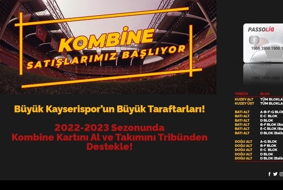 Kayserisporun kombine biletleri sata kyor