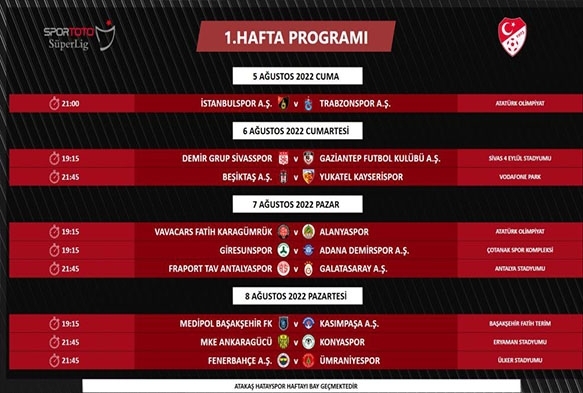 Sper Lig'in ilk 2 hafta program deiti