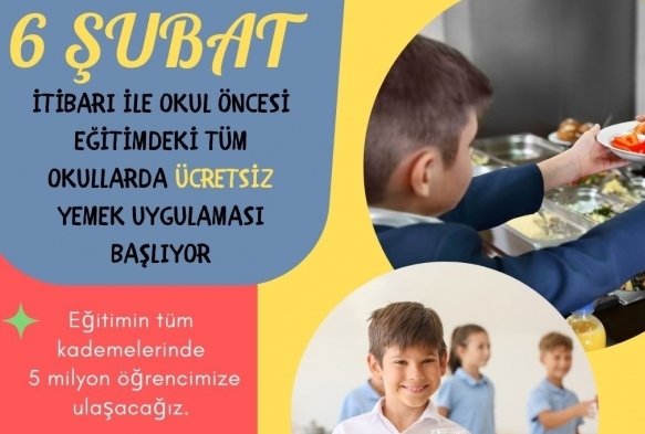 Okul ncesi eitimdeki tm okullarda cretsiz yemek uygulamas balyo