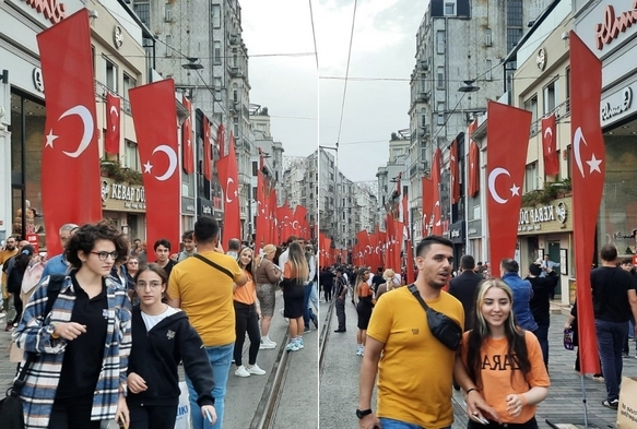 stiklal Caddesi Trk Bayraklaryla donatld